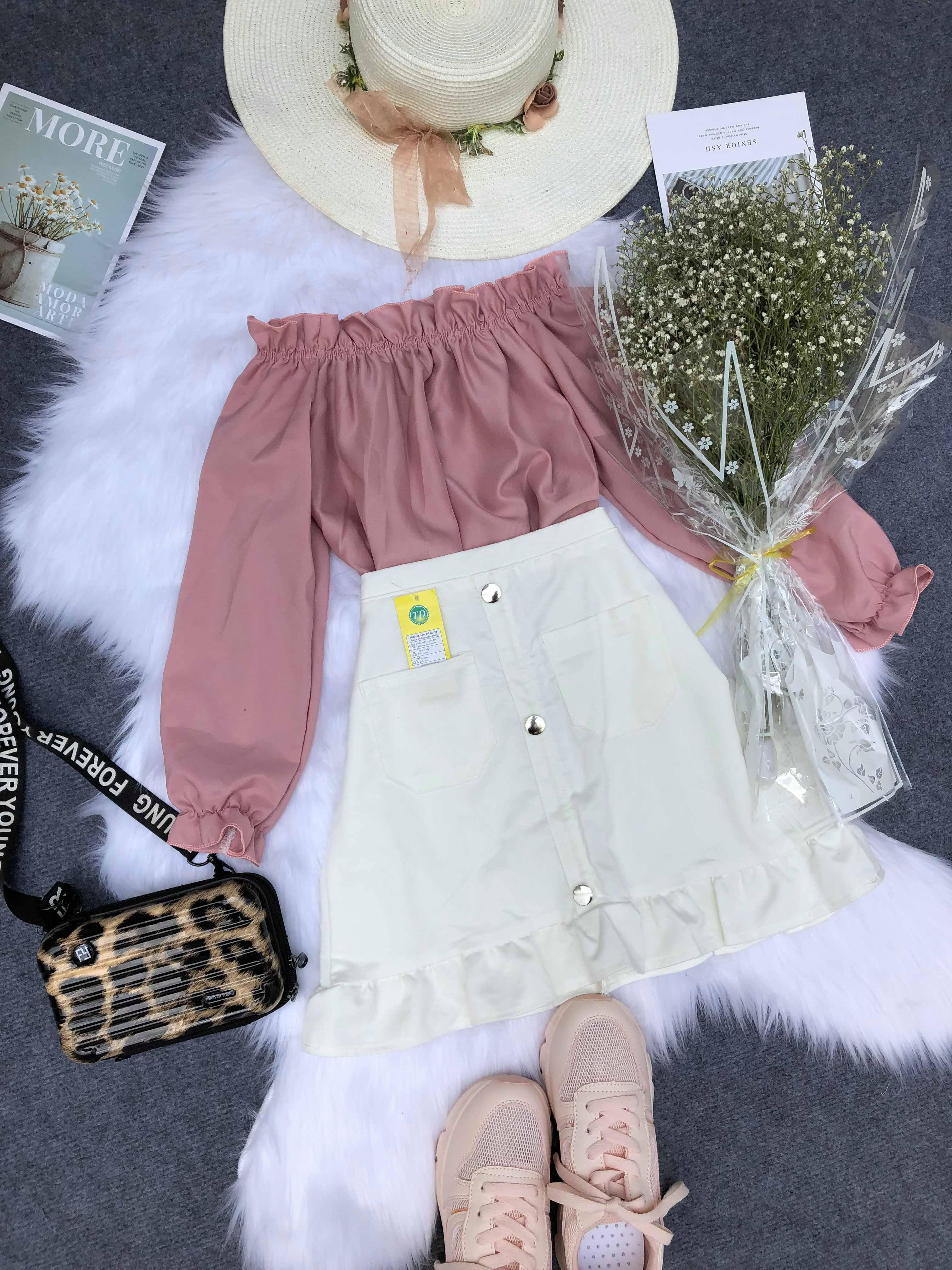 SET ÁO BẸT VAI VÀ CHÂN VÁY ĐUÔI CÁ KAKI HÌNH THẬT, Mino Boss