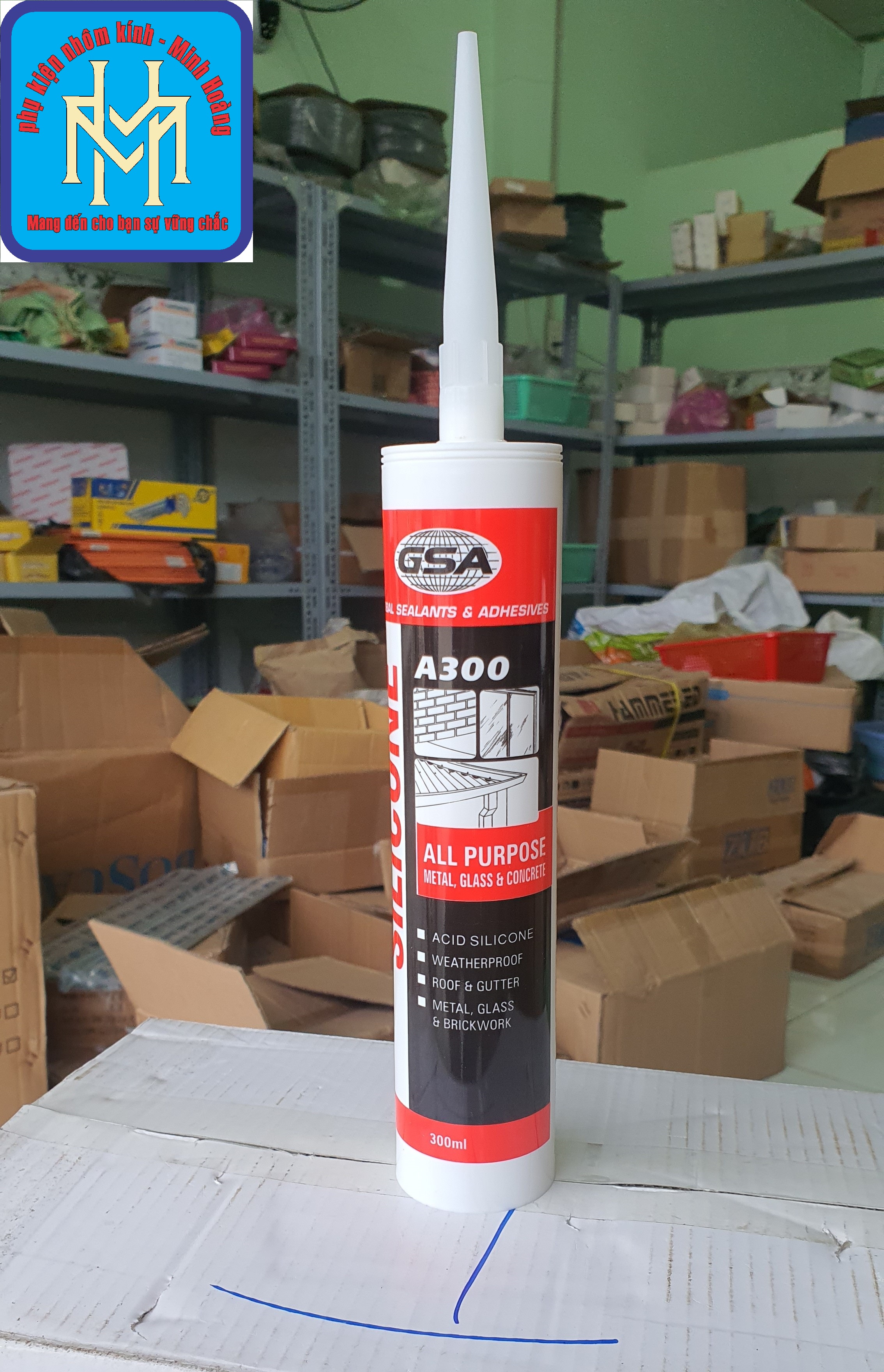Keo silicone a300 gsa màu trắng trong -1 chai