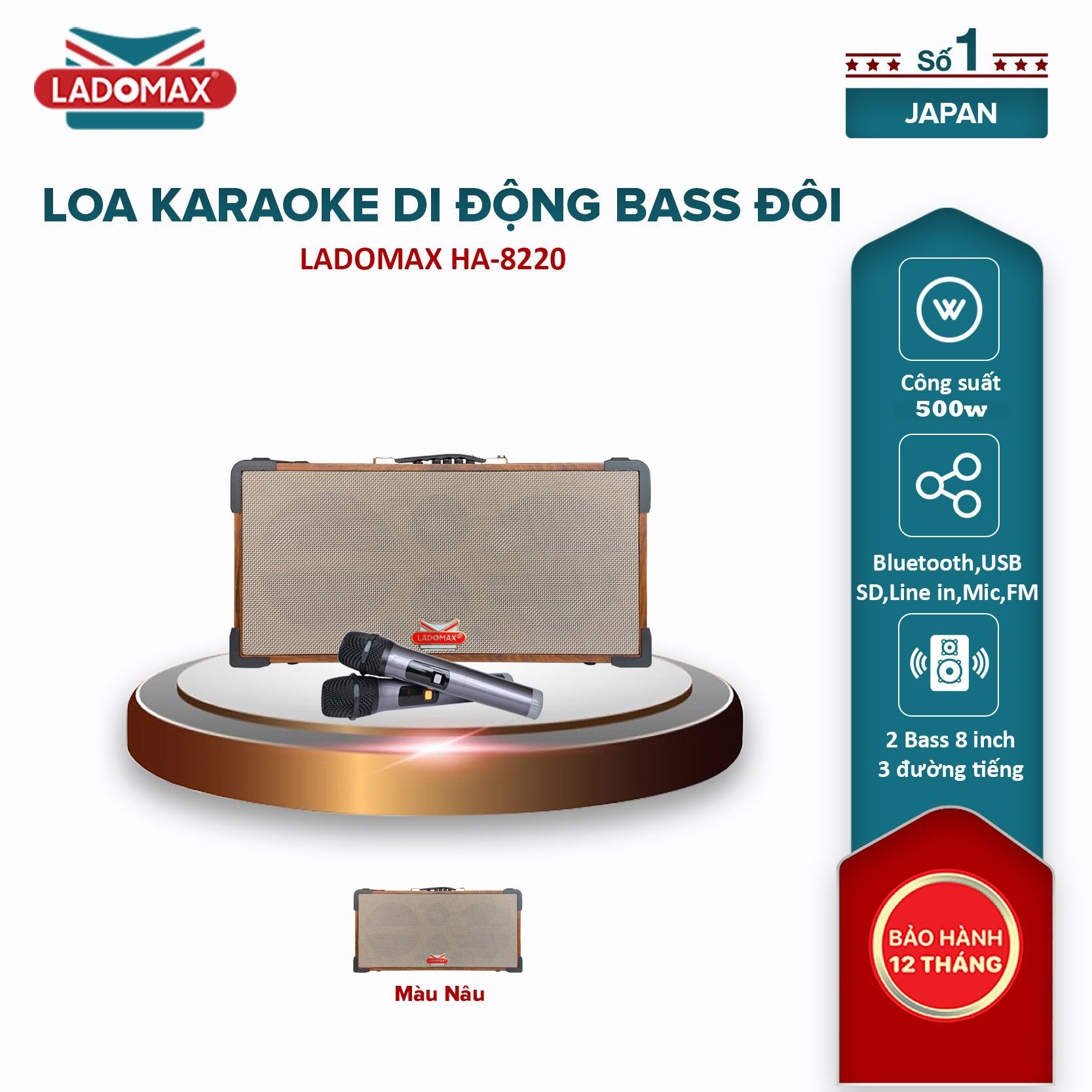 Top Loa Kéo Hát Karaoke Hay Nhất 2023 Loa Karaoke LADOMAX HA8220 2 Bas Kép 20cm 1 Trung 1 Treble Ra 4 Đường Tiếng Công Xuất 500W Cùng Công Nghệ Xử Lý Âm Thanh Kỹ Thuật Số DSP Chất Âm Mạnh Mẽ Chân Thực Âm Thanh Sống Động Hát Hay