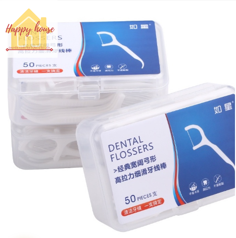 Tăm chỉ nha khoa, hộp 50 cái tăm chỉ nha khoa chăm sóc răng miệng