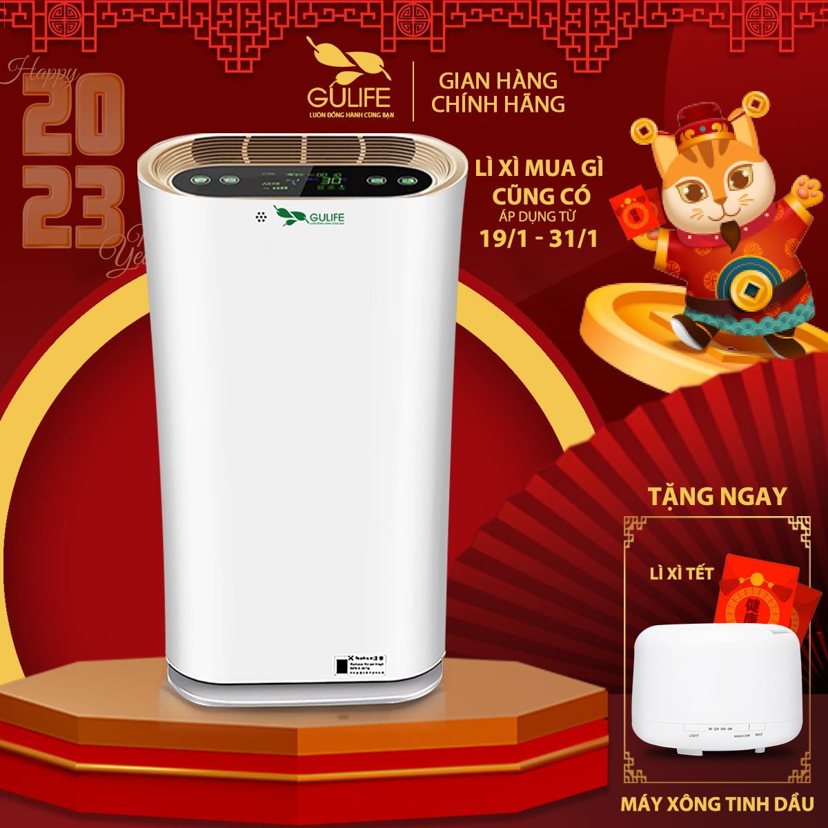 ✔[Chính Hãng] Máy Lọc Không Khí GULIFE Với Đèn UV & Ion Âm Khử Khuẩn Làm Sạch Không Khí - Loại Bỏ Mùi Khói / Bụi Không Khí / Mùi Nấu Ăn / Vẩy Da Thú Cưng / Khói / PM 2.5 / chống Dị Ứng GML-388S