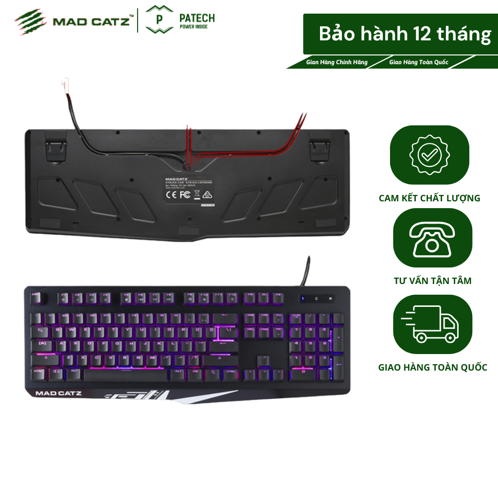 Bàn Phím Cơ STRIKE 2 Light Your Fight, Play To Win RGB Gaming Keyboard |Patech Electronics