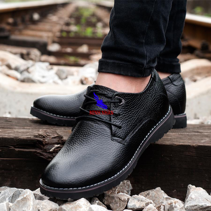 Giày đốc nam da bò cổ thấp tăng chiều cao 6cm giày da bò Cổ điển Tăng Chiều Cao Giày Da Doanh Nhân Đơn Giản Giày Cột Dây Giày Tây Giày Công Sở 6 Cm Giày Nâng Chiều Cao hàng hiệu cao cấp giá rẻ sang trọng G-9 màu đen