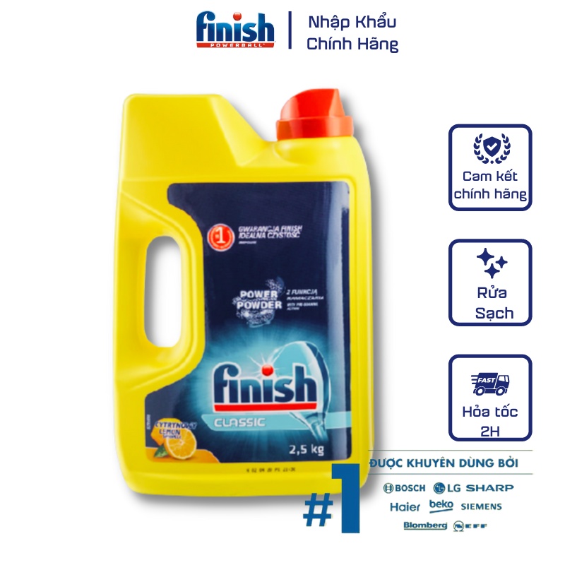 Bột rửa bát Finish 2.5kg nhập khẩu chính hãng