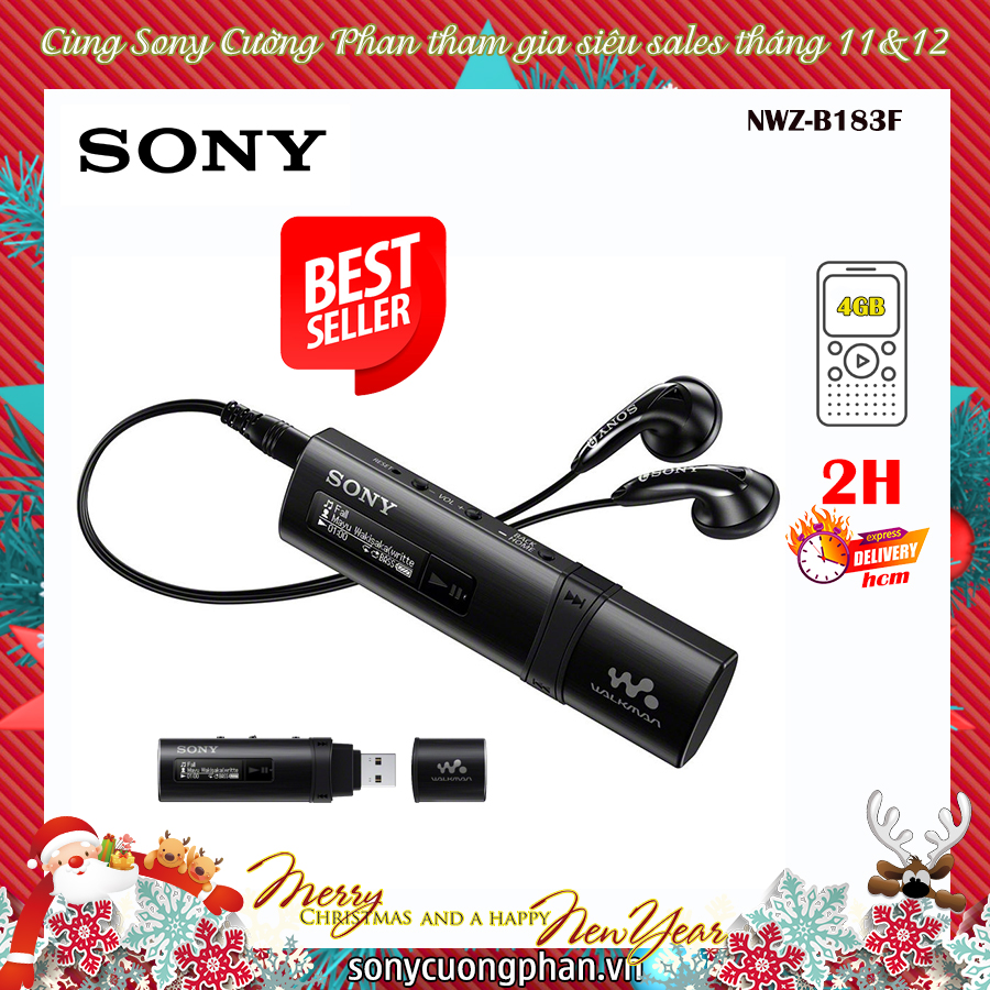 Máy Nghe Nhạc Sony WALKMAN MP3 NWZ-B183F / 4GB ( tai nghe kèm theo, nghe nhạc, FM radio ) - Hãng phân phối chính thức