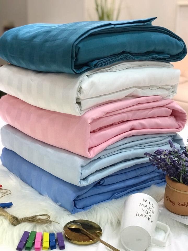 Bộ chăn ga gối kẻ sọc cotton 3f cho khách sạn, resort, nhà nghỉ - giá tốt - đủ size - set vỏ chăn