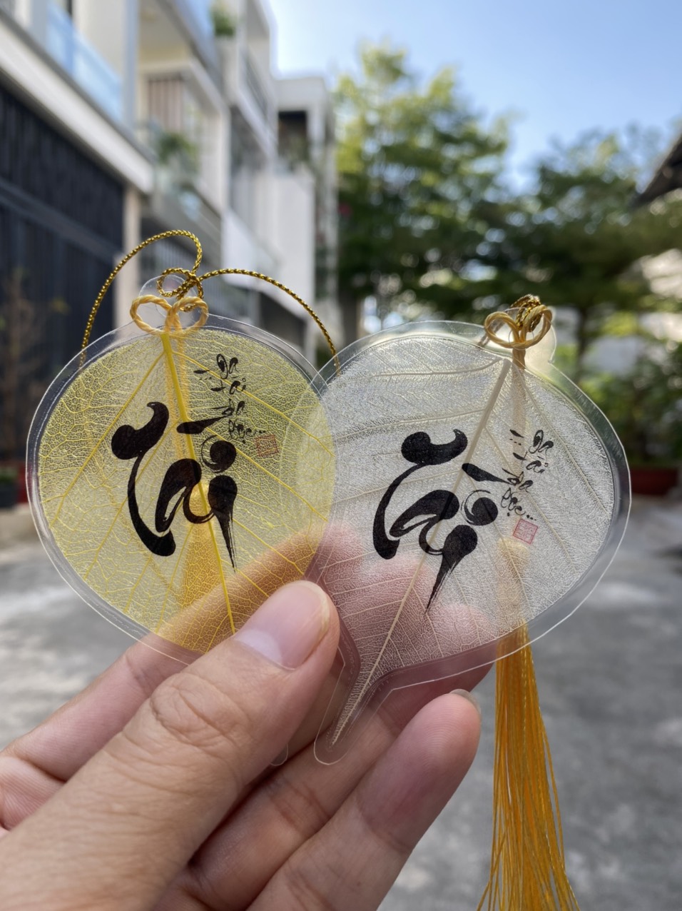 [HCM Hàng chất lượng] Lá bồ đề thư pháp in chữ TÀI - ĐA TÀI ĐA LỘC - Tặng bao đựng tuyệt đẹp