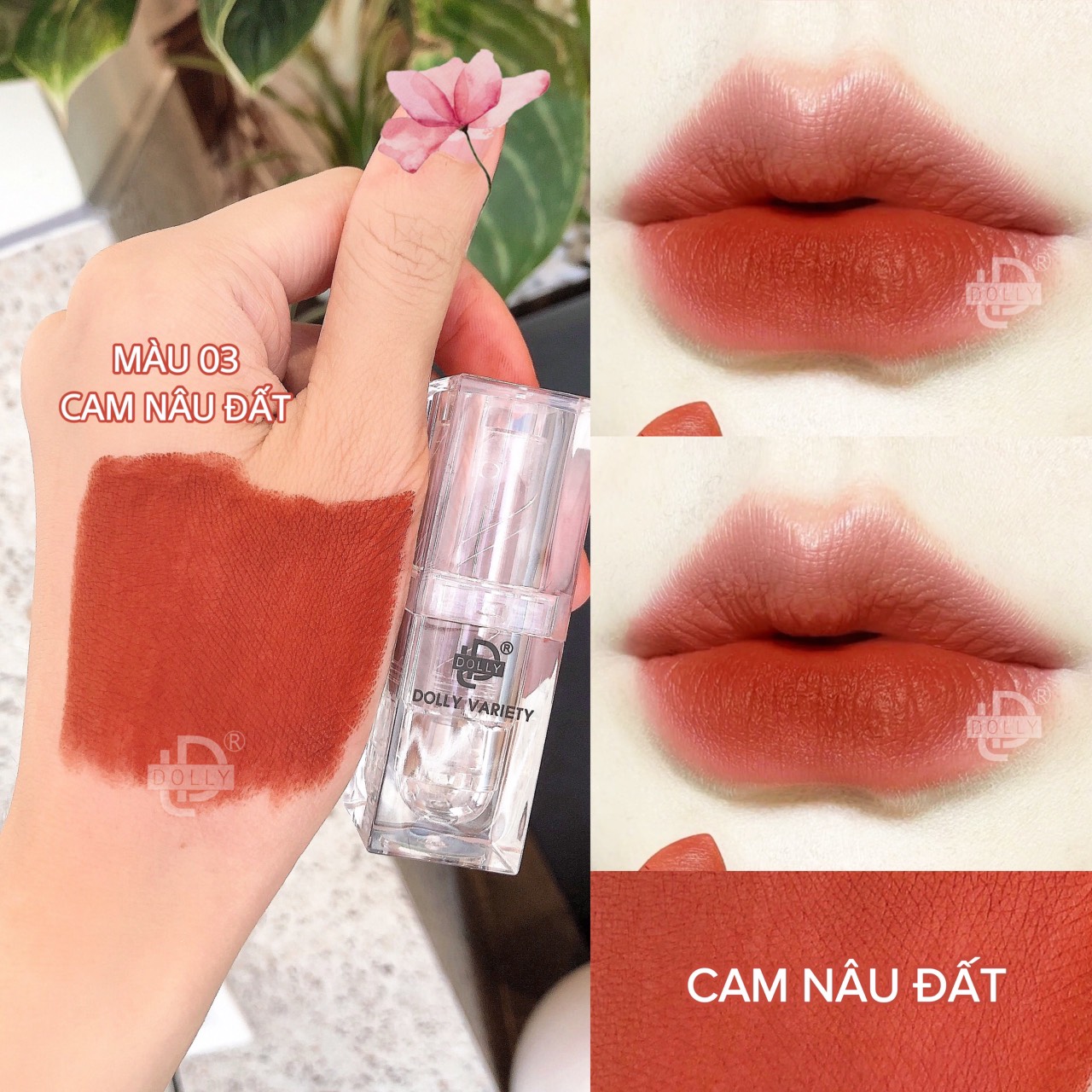 Son Sáp, Thỏi Dolly Không Chì màu cam nâu đất cao cấp chính hãng