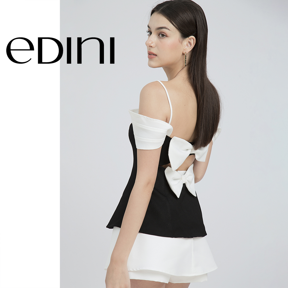Áo trễ vai hở lưng đính nơ cách điệu dễ thương - edini - a1592