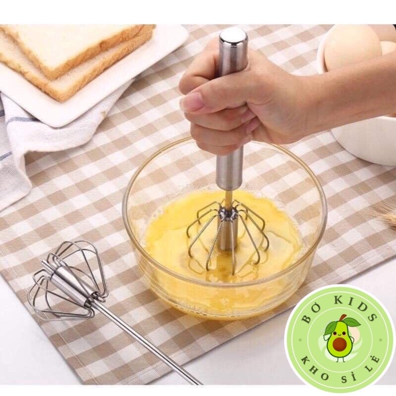 Cây Đánh Trứng Inox Có Trục Xoay Tự Động Nhỏ Gọn Tiện Dụng(CÓ GIÁ SỈ)
