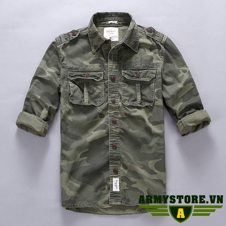 [HCM]Áo sơ mi nam dài tay lính hiệu Aber cao cấp ARM-854 ( rằn ri)