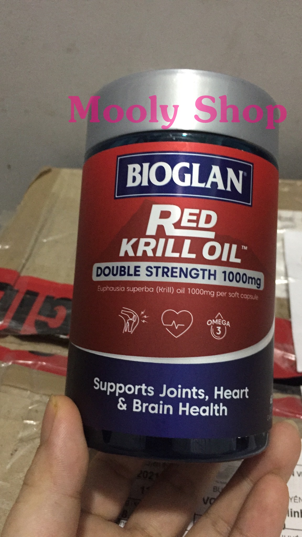 Bioglan viên uống hỗ trợ tim, não và khớp red krill oil 1000mg 60 viên
