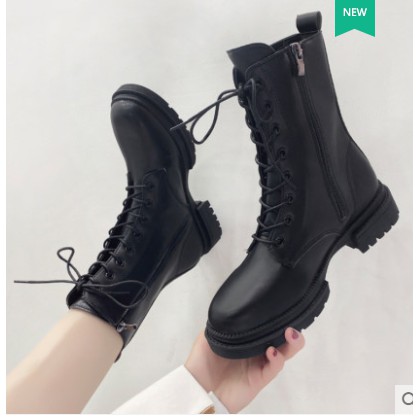 BỐT ĐEN DR.MARTIN ULZZANG CỔ CAO KÉO KHÓA (có ảnh thật ở cuối)