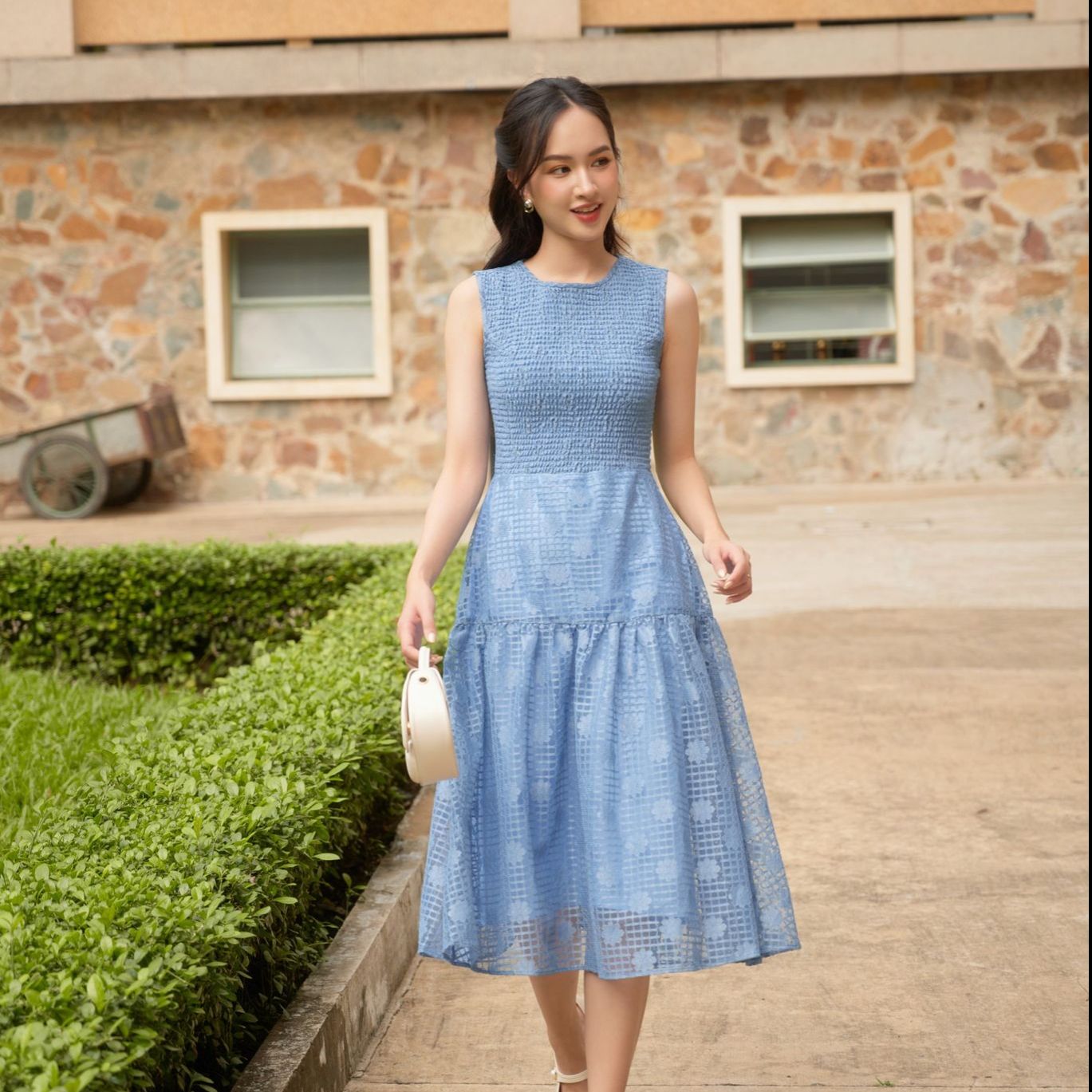 Olv - đầm navy blue blooming dress