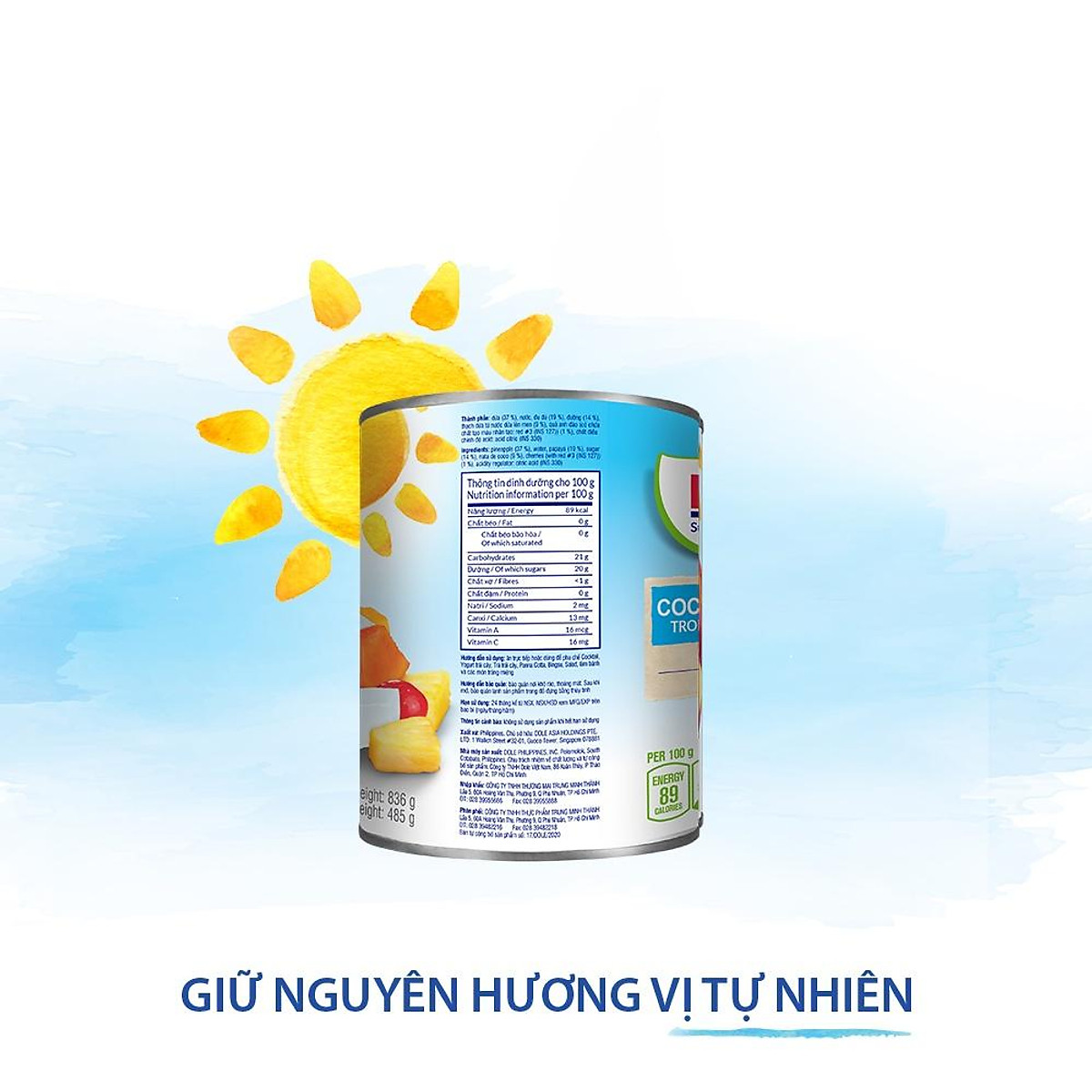 Trái Cây Ngâm Cocktail Dole, trái cây nhiệt đới, trái cây đóng lon 830g