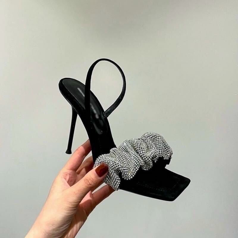 Sandal kim tuyến gót 9p hot hit , Giày cao gót đính đá 9p mới 2022
