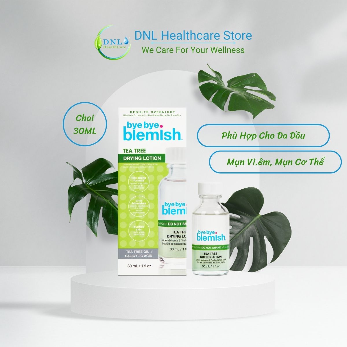 Lotion Chấm Mụn Tràm Trà Giảm Mụn Nhanh Sau 1 Đêm Dành Cho Mụn Sưng Viêm Bye Bye Blemish Tea Tree Drying Lotion 30ml