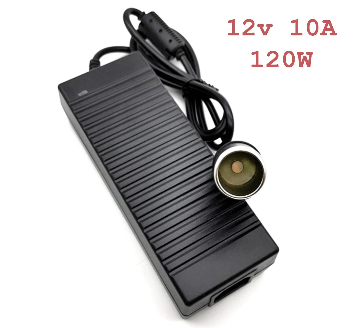 Nguồn tẩu 12V 10A biến áp từ 220v - adapter 120W đầu ra chân cắm tẩu ô tô dùng máy hút bụi bơm lốp các loại