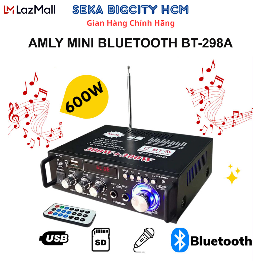 Amly karaoke mini gia đình amply amly mini bluetooth BT298A chức năng đa dạng Bảo hành 12 tháng