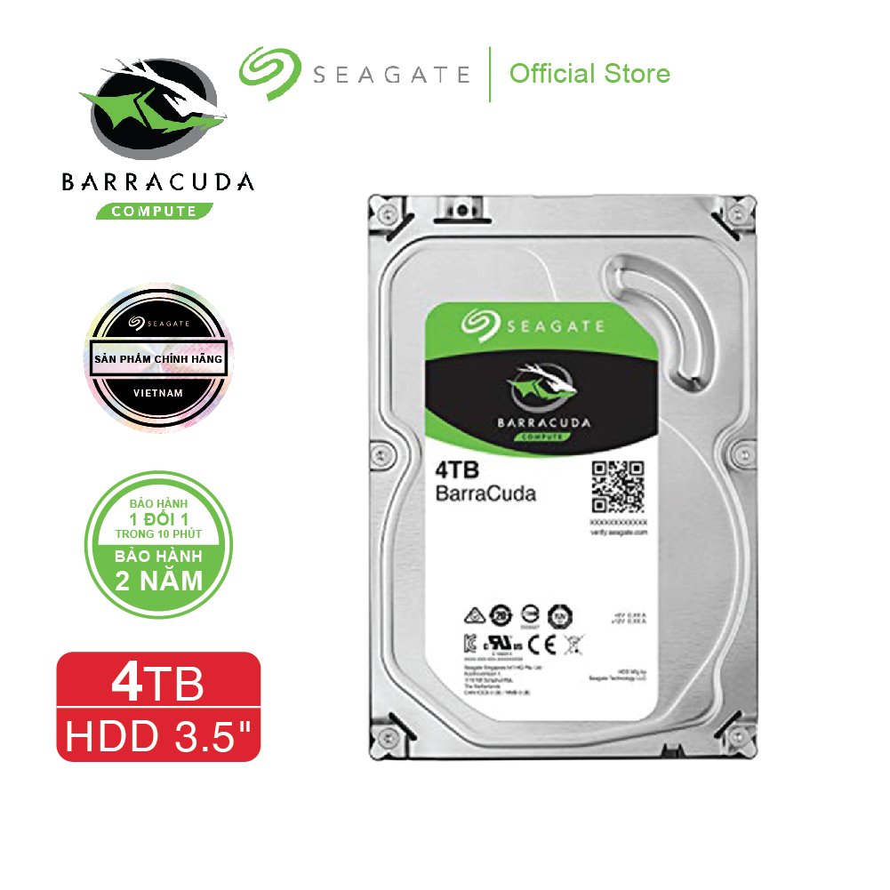 [Trả góp 0%]Ổ cứng HDD 3.5" PC SEAGATE BarraCuda 4TB SATA 5400RPM 256MB - ST4000DM004