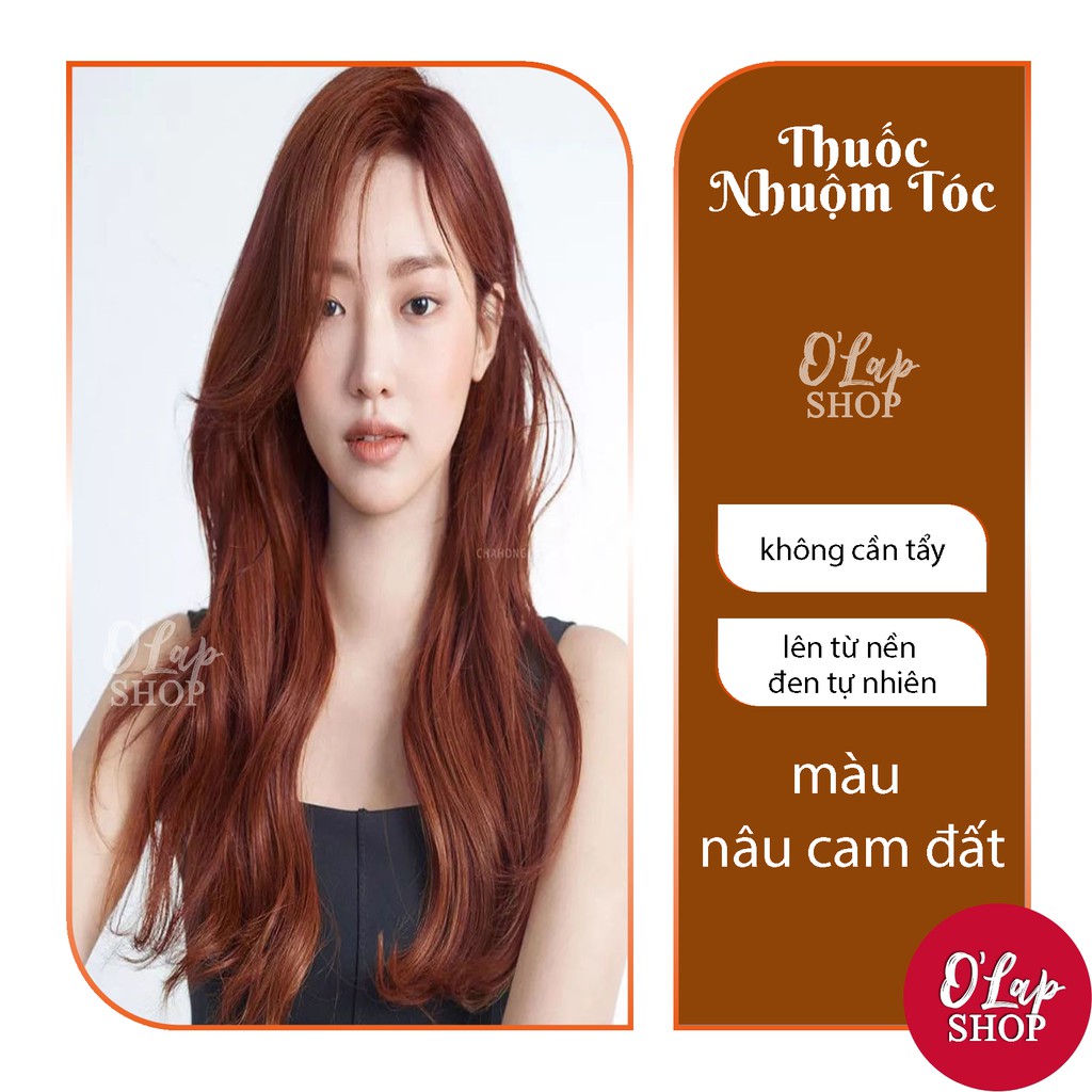 Thuốc nhuộm tóc màu Nâu Cam/Nâu Cam Đào/Nâu Cam Đất kèm oxy trợ dưỡng găng  tay | Shopee Việt Nam