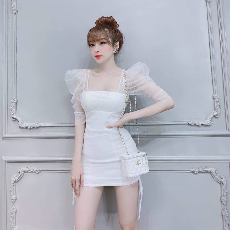 Đầm Váy Nữ Ôm Body Tay Phồng Cổ Vuông Tay Phồng Rút Dây Xinh Xắn Thiết Kế Sang Chảnh Đi Làm Công Sở, Đi Chơi Du Lịch Cực Xinh Đẹp Beta Fashion, Free Size (40-55) Ký Mặc Vừa Nha