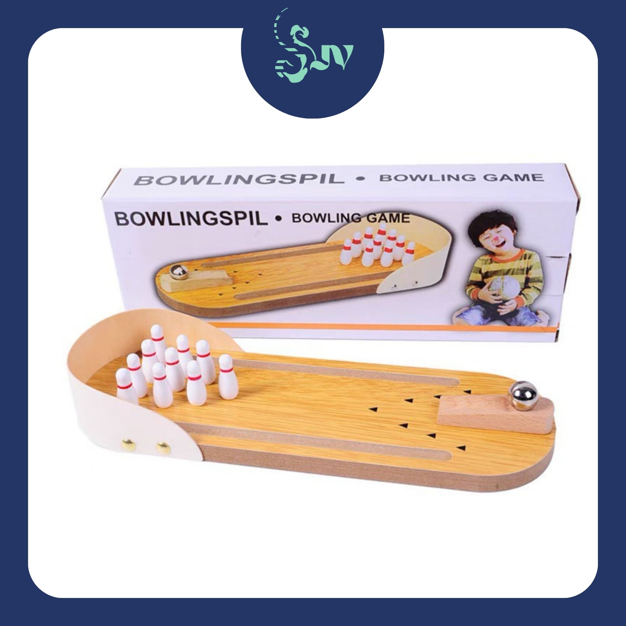Bộ đồ chơi bo ing kệ bowling gỗ mini cho bé SJV