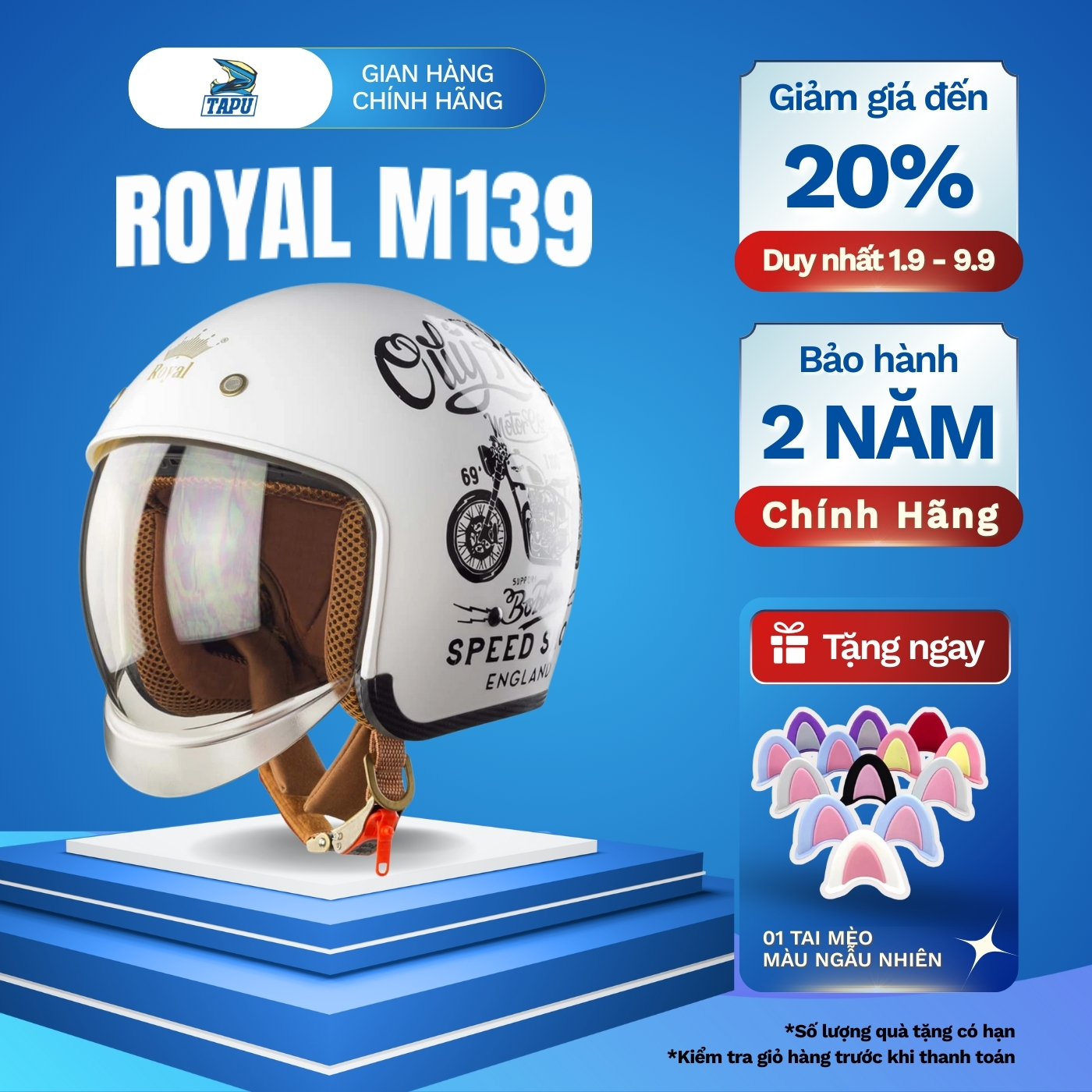 Royal M139 3/4 Hat Genuine Acoustic Glass with Glossy Gold V7 Stamp | Removable Lining, Dustproof and Sunproof, 24-Month Warranty Giá 590,000 Đồng*Miễn phí vận chuyển