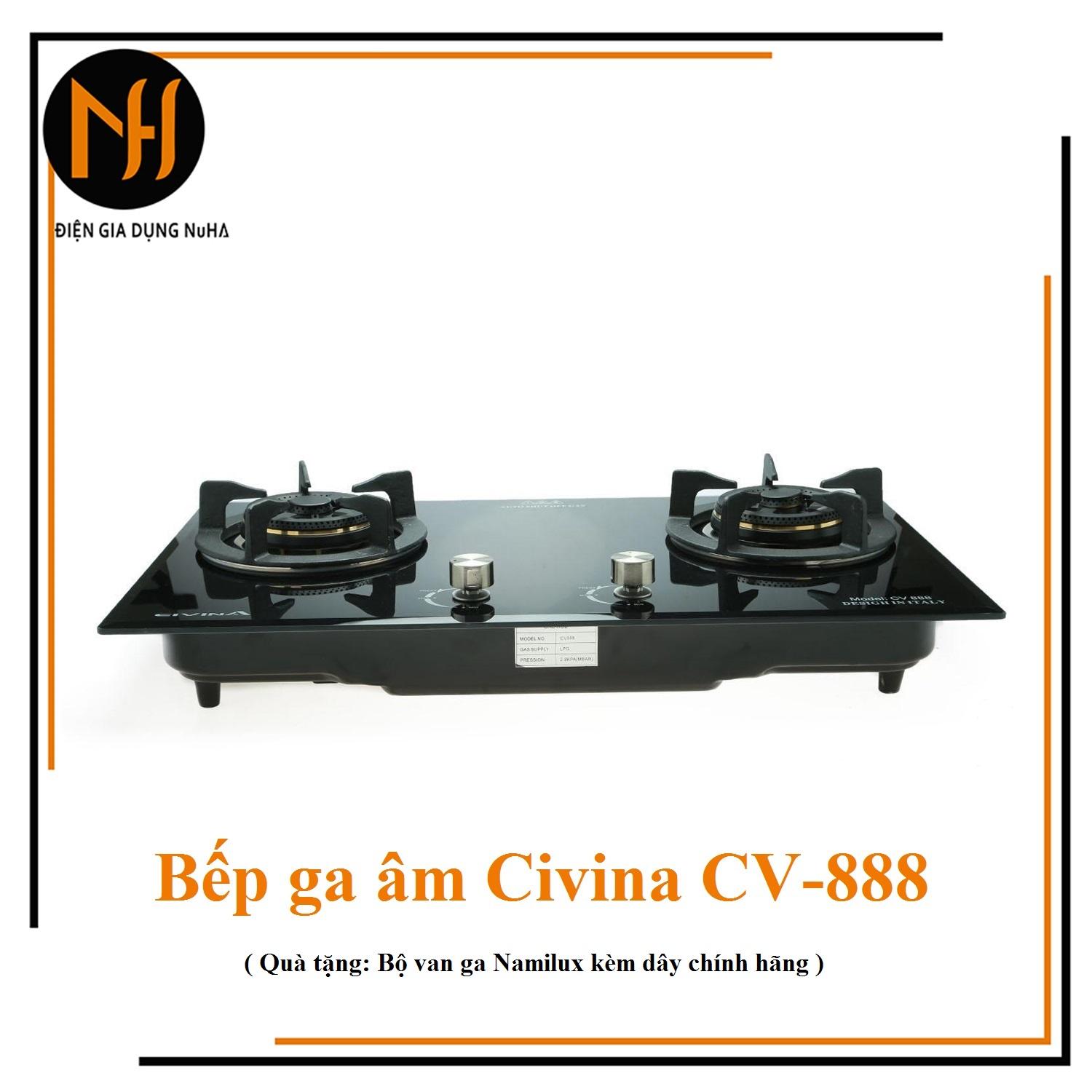 Bếp gas âm Civina CV-888 đôi dòng cao cấp công nghệ Châu Âu bảo hành 2 năm