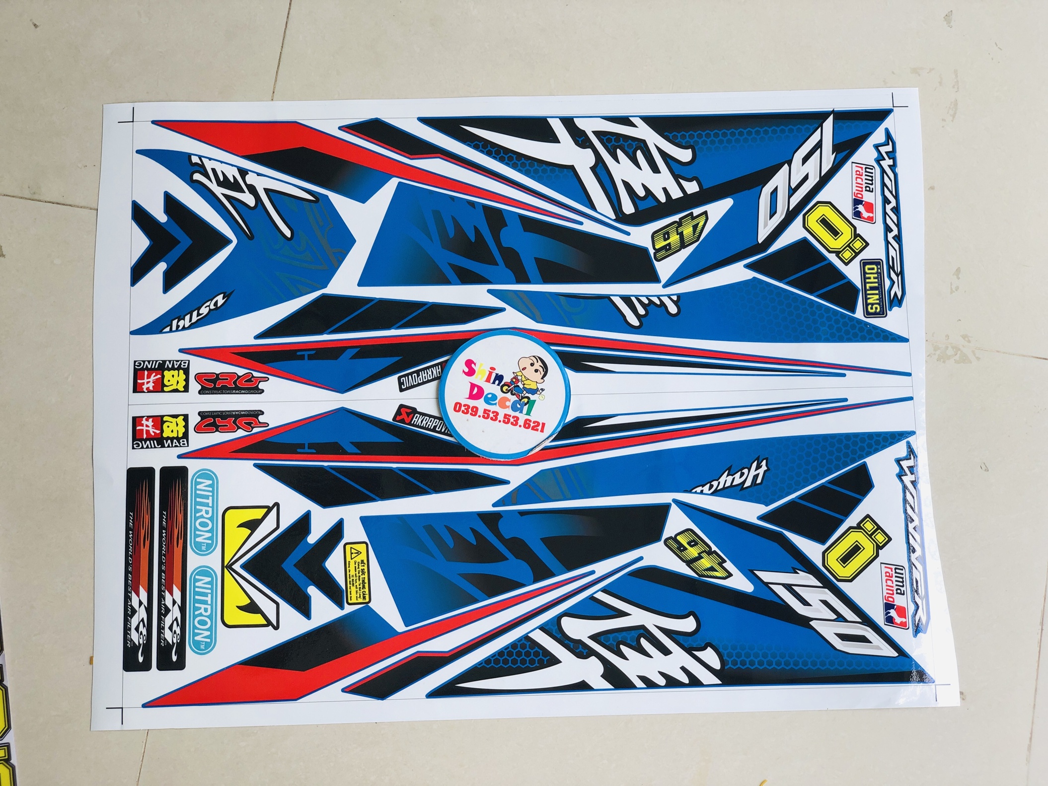 Tem rời xe winner 150 mẫu hayabusa dán xe xanh