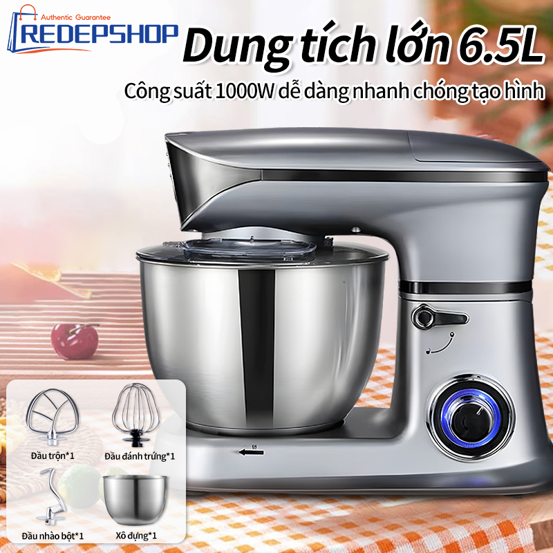Máy đánh trứng máy trộn bột nhào bột dung tích 6.5 lít công suất lớn 1300W máy trộn bột đánh trứng toàn tự động màu đen  nâng cấp mới nhất