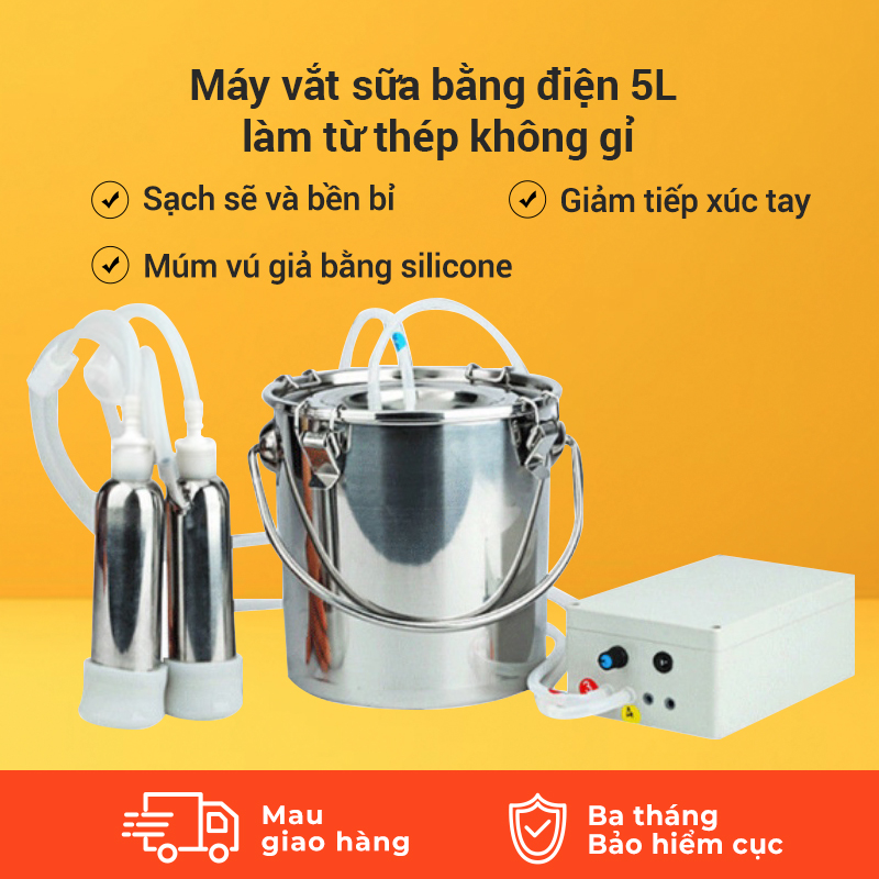 5L Máy vắt sữa, máy hút sữa bằng thép không gỉ cho gia súc