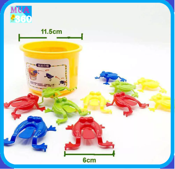 Bộ 12 con ếch nhảy, đồ chơi ếch nhựa nhảy vui nhộn