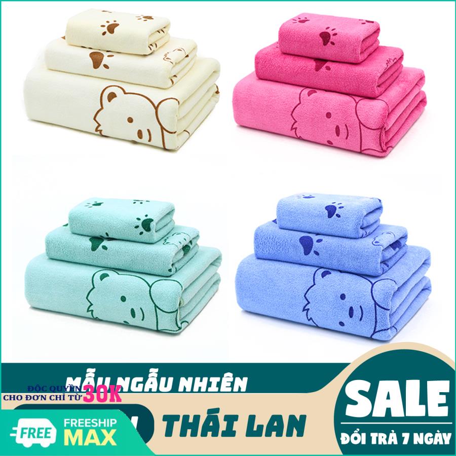 Bộ 3 khăn tắm Thái Lan, khăn tắm, khăn mặt cao cấp - khăn tắm siêu mềm, siêu mịn ( Giao mẫu ngẫu nhiên)