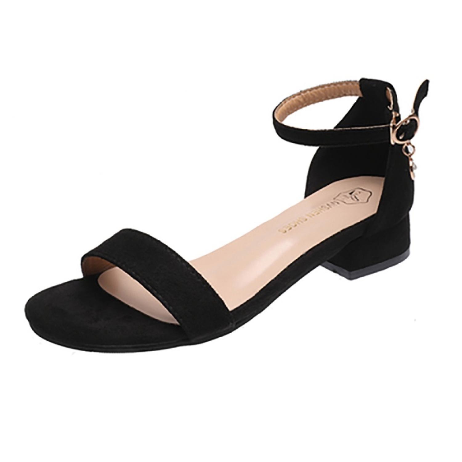 Sandal nữ cao gót chất liệu da lộn mã 25 gót vuông cao 3cm