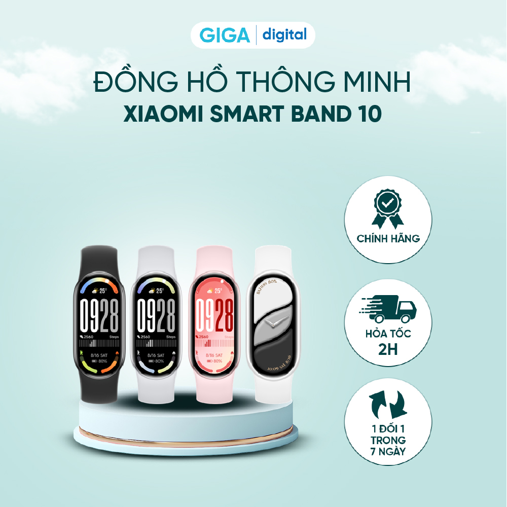  Đồng hồ thông minh Xiaomi Smart Band 10 - Màn hình Amoled 1.72" - Bluetooth 5.4 - Kháng nước 5ATM - Pin lên đến 21 ngày 
