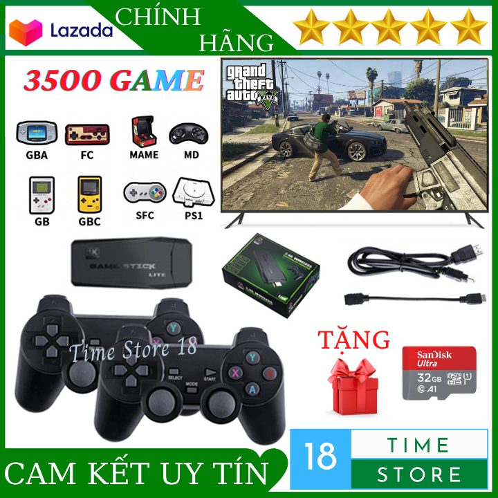 Máy Chơi Game Cầm Tay Stick 3500 Trò 4 Nút HDMI 💥 Freeship 💥 Máy Điện Tử Cổ Điển PS1/Nitendo switch/FC Compact/FC Tặng Kèm Thẻ Nhớ 32Gb