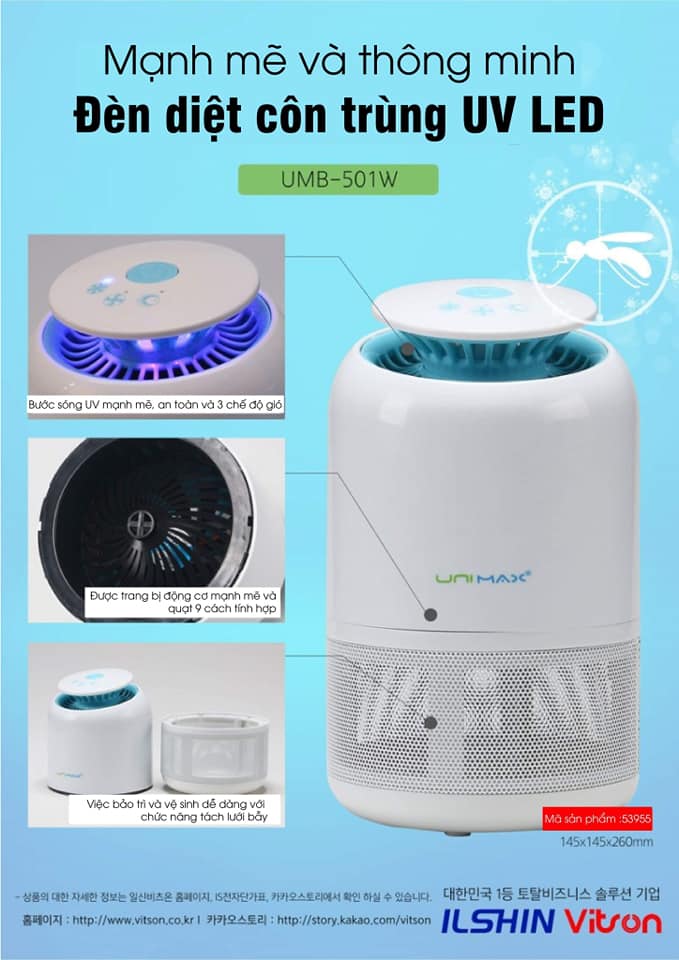 Đèn bắt muỗi thông minh cao cấp bằng tia uv led bugs-killer