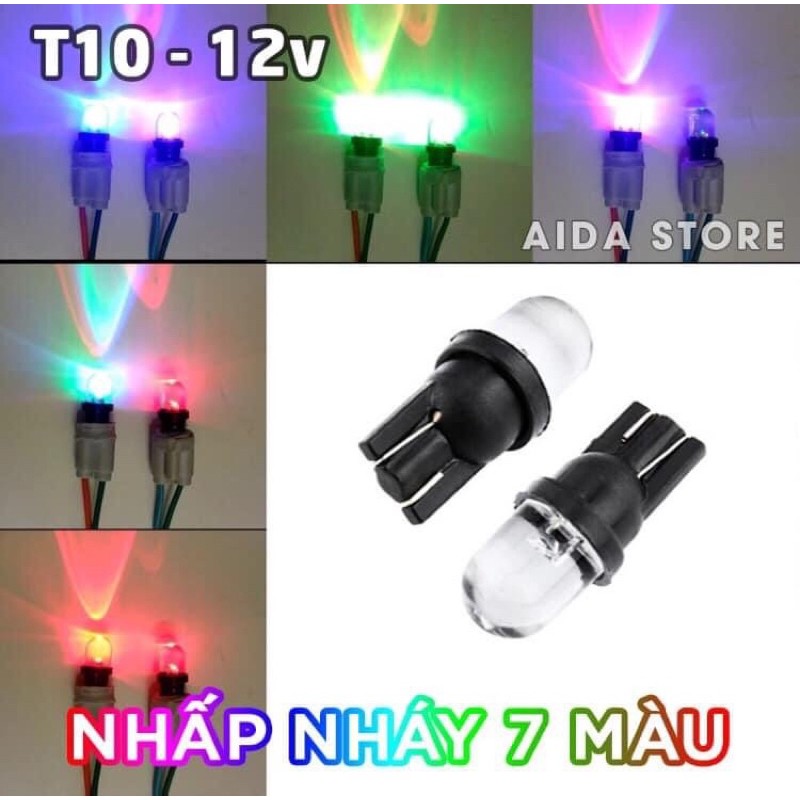 Đèn led xi nhan 7 màu chân t10