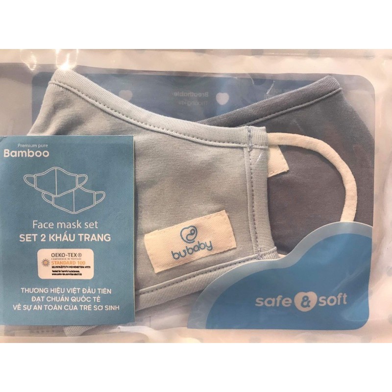 Set 2 khẩu trang sợi tre Bubaby