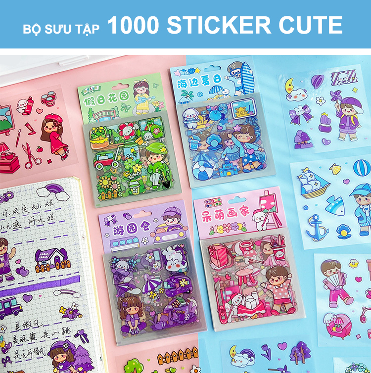 Bộ 80 tấm sticker,hơn 600 hình dán - quà tặng nhãn dán hoạt hình trang trí, quà tặng dễ thương