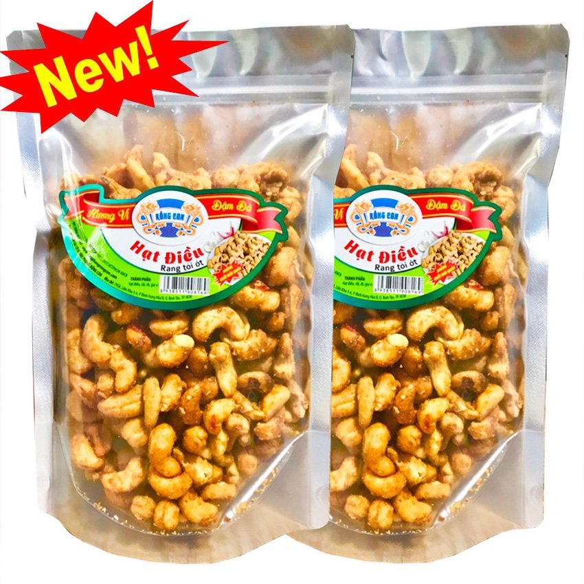 Snack hạt điều rang tỏi ớt túi zip 1kg - đồ ăn vặt