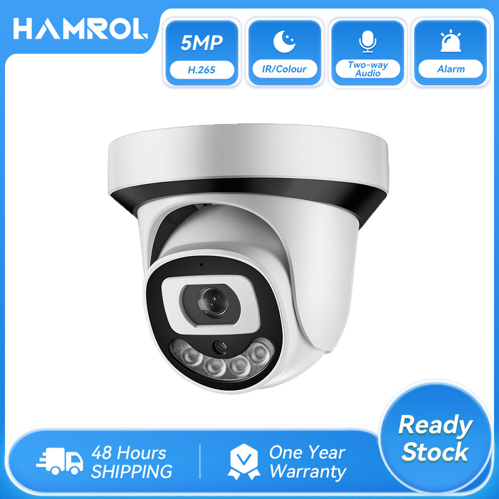 Hamrol 5MP IP Camera Wifi Motion Detection Alert SD Card Slot Infrared/Color Night Vision Audio 1080P Dome Wireless Security CCTV Camera