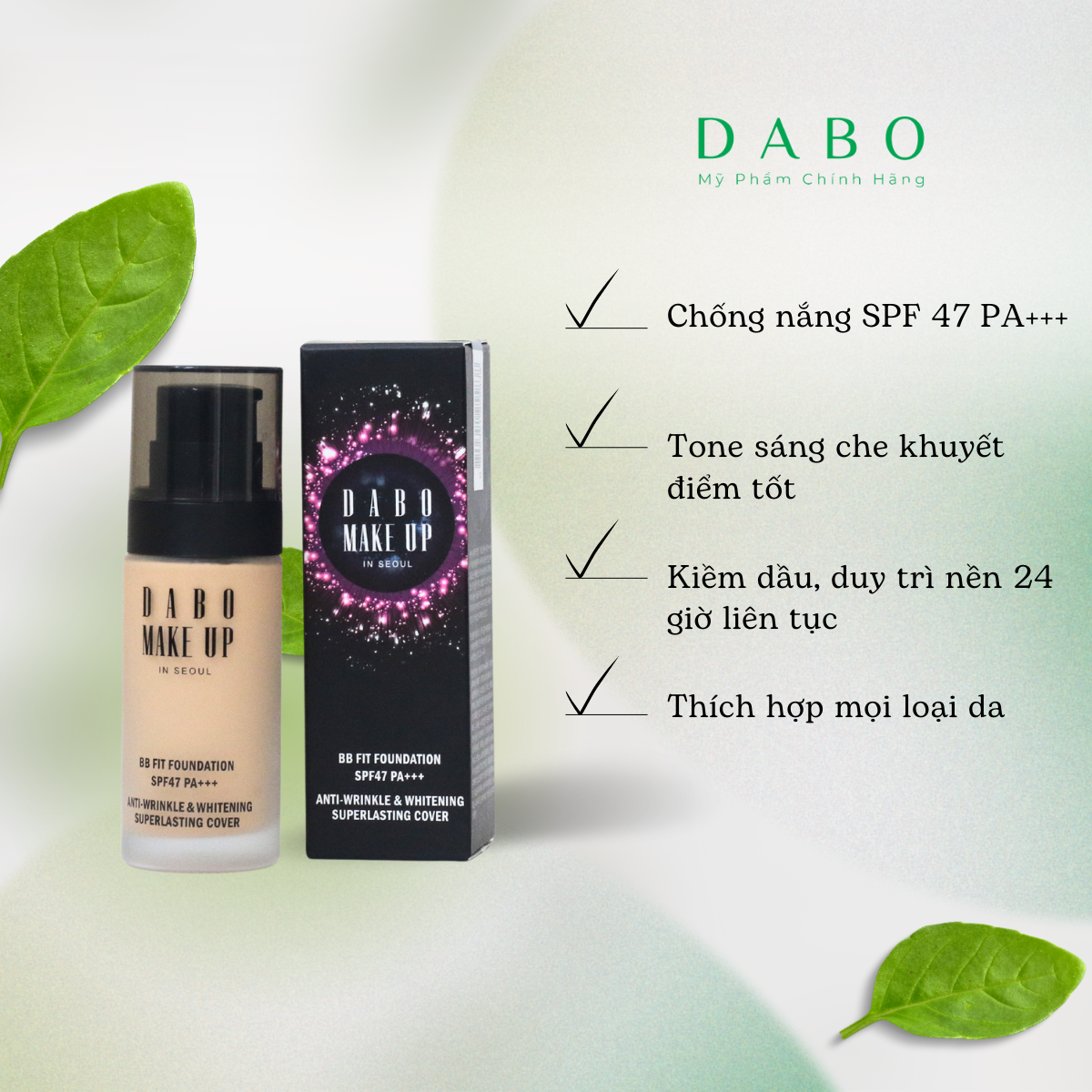 Kem nền trang điểm dabo make-up bb fit foundation 30ml