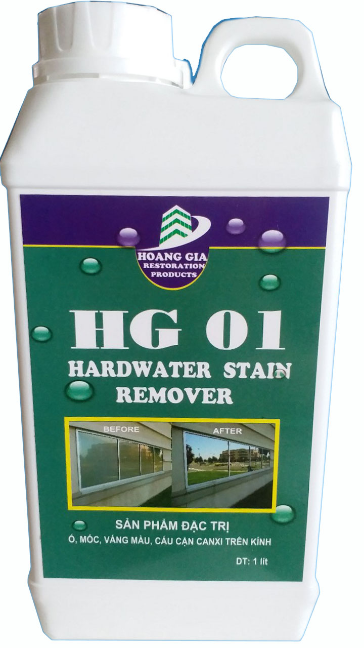 Tẩy cáu cặn canxi, nước cứng, loang trắng, bảy màu trên kính hg-01 hardwater stain remove 1000ml
