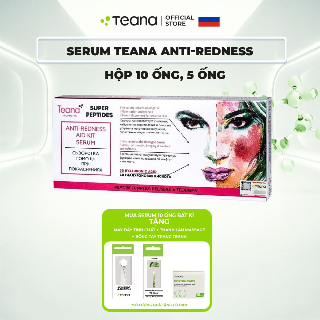 Serum Teana Super Peptides Antiredness Aid Kit giảm sưng, mẩn đỏ, mụn, phục hồi da