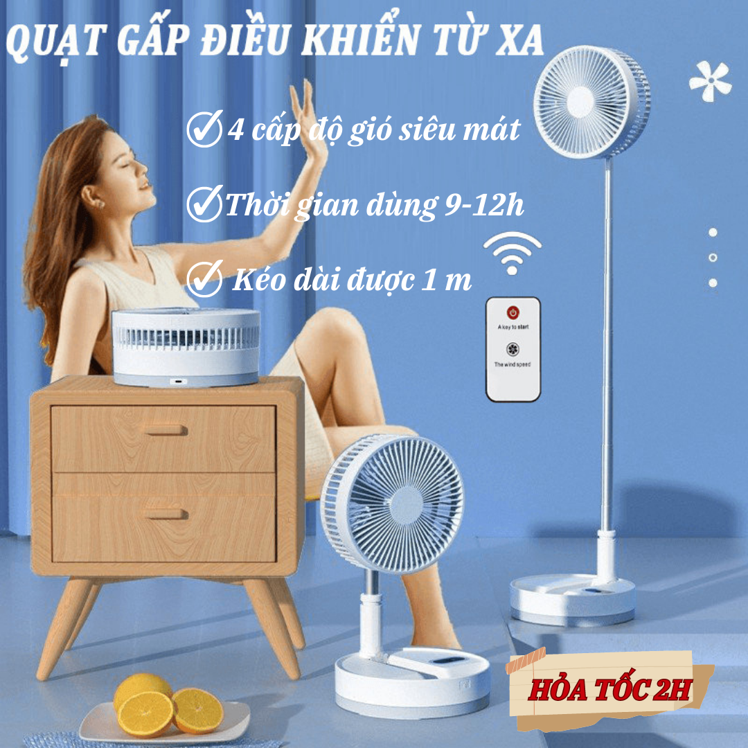 Quạt Sạc Tích Điện Loại To Quạt Điện Sạc Pin To Kéo Dài Quạt Bàn Tích Điện Pin Trâu 7200mah dùng 10-12h Có Kèm Điều Khiển Từ Xa Tiện Lợi Hàng Cao Cấp
