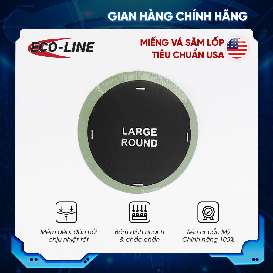 Hộp 30 miếng vá săm - Ecoline Large Round tiêu chuẩn Mỹ