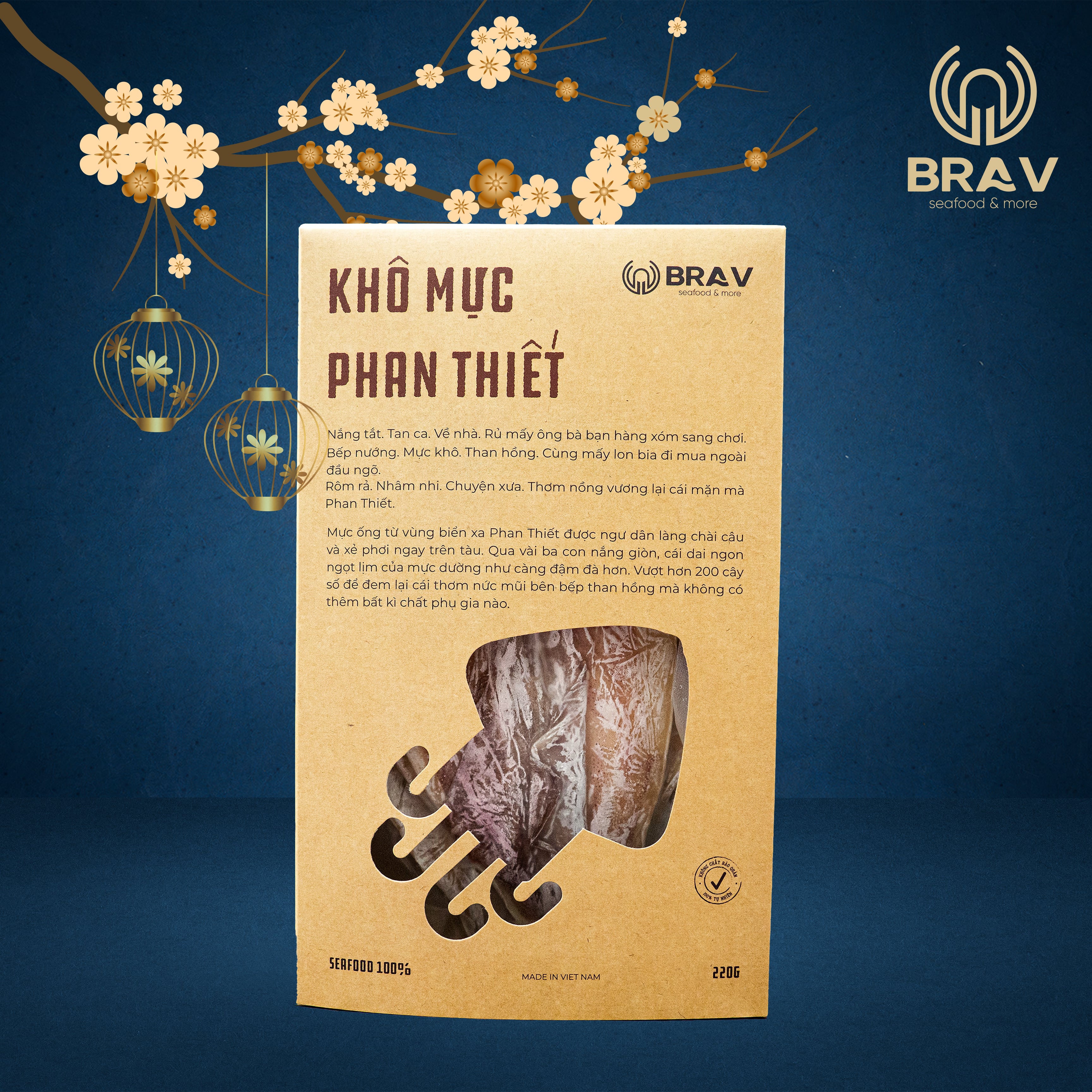 Khô mực phan thiết brav food thượng hạng 220gram