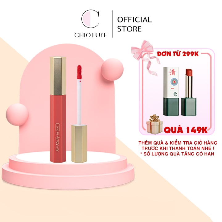 Son kem Chioture Fall Madly In Matt Tint , son mate dưỡng môi, son nhung lì, không gây khô môi, lên tone chuẩn mềm môi lâu trôi 17 màu